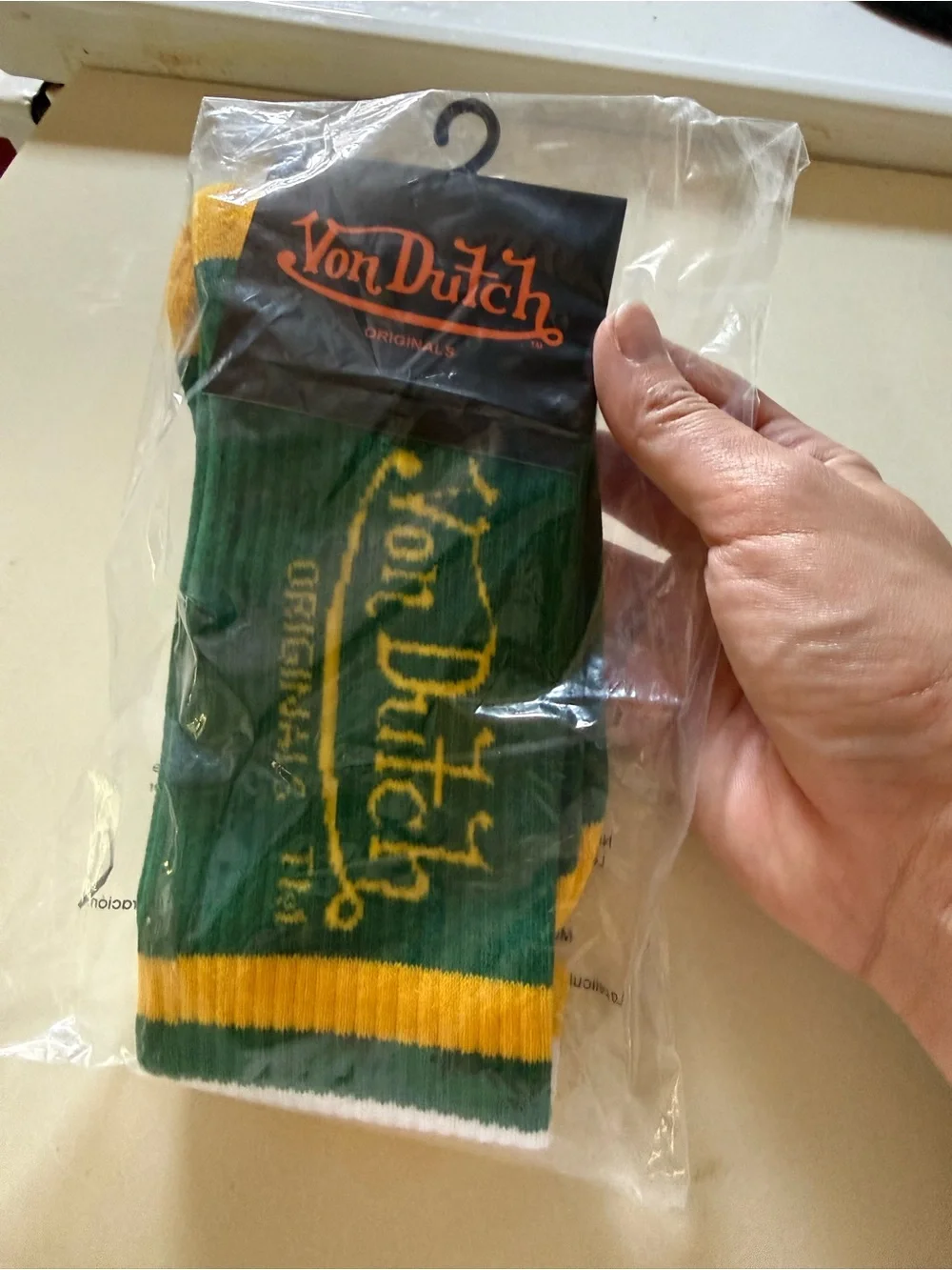 Von Dutch Green & Yellow Logo Crew Socks